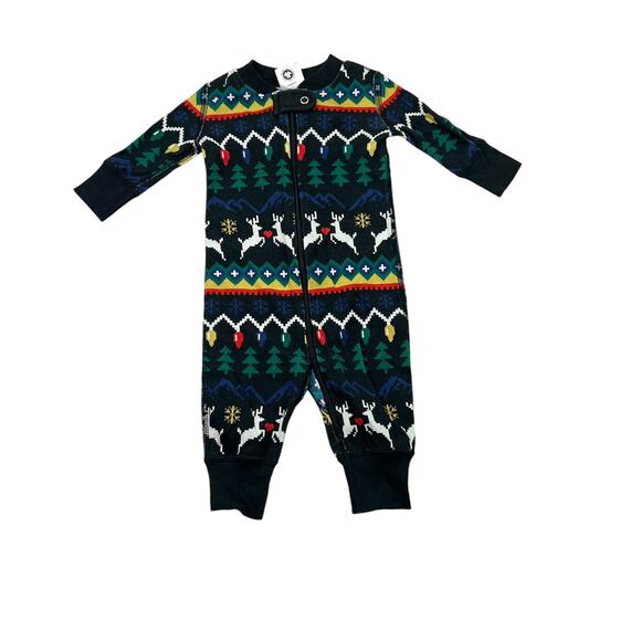 Hanna Andersson Organic Holiday Print Zip Up Sleeper Pajamas - Picture 1 of 6